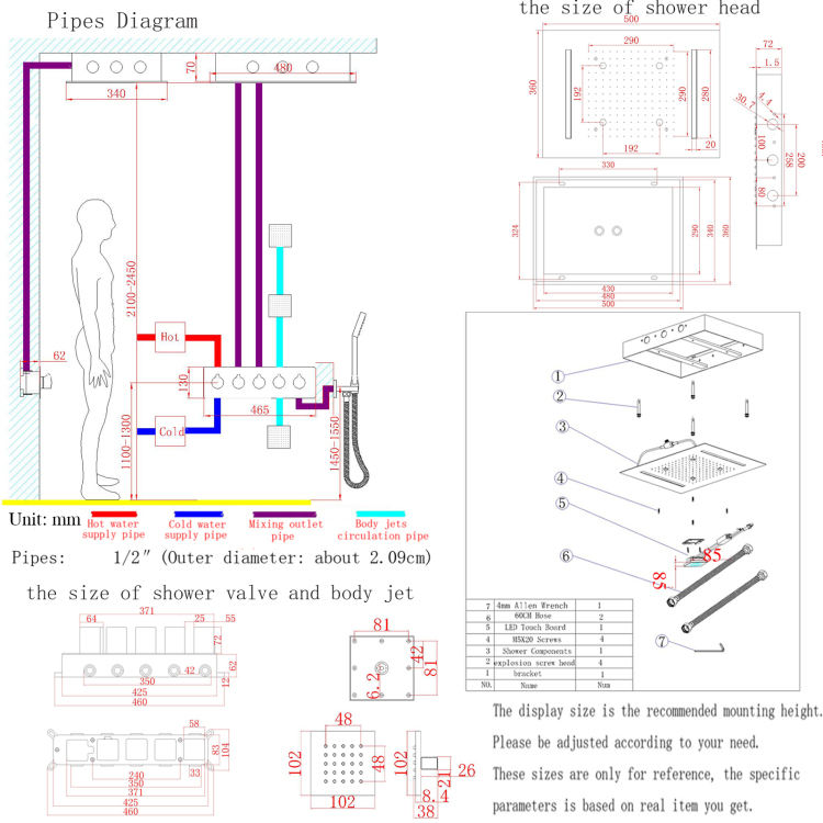 أنظمة الاستحمام مع بخاخات الجسم