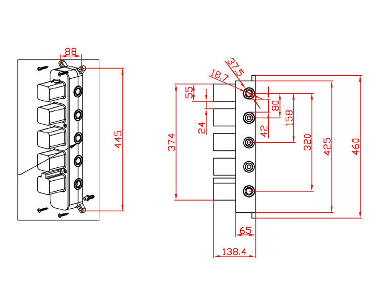 صمام التحكم بدرجة حرارة الدش