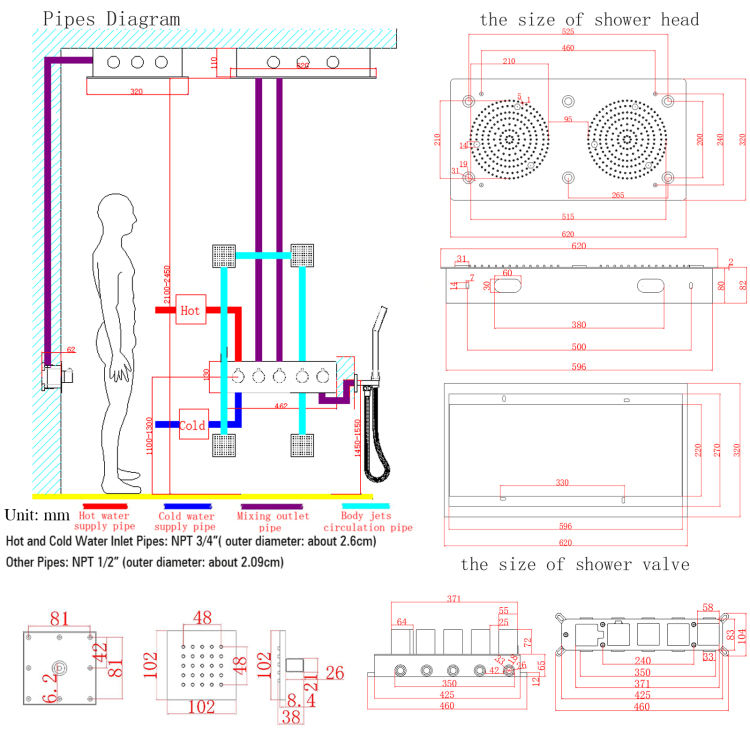 رأس دش من الفولاذ المقاوم للصدأ